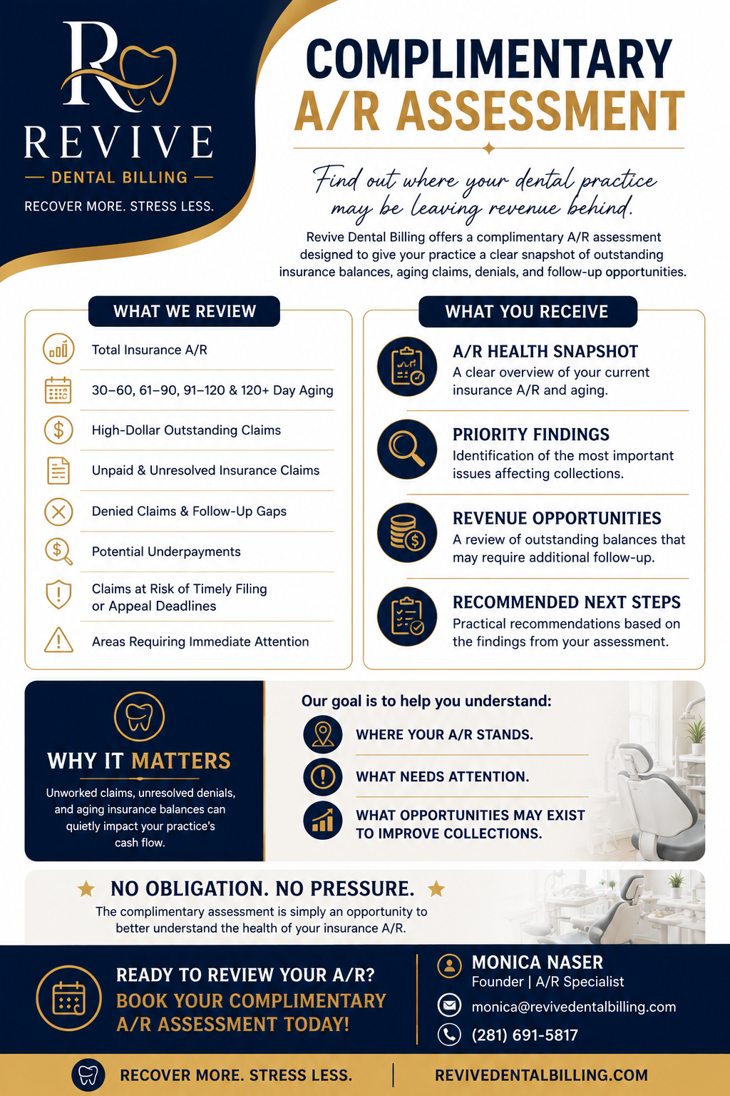 Revive Dental Billing complimentary A/R assessment flyer